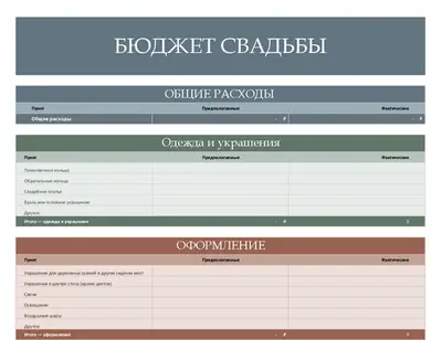 Планировщик бюджета свадьбы modern simple