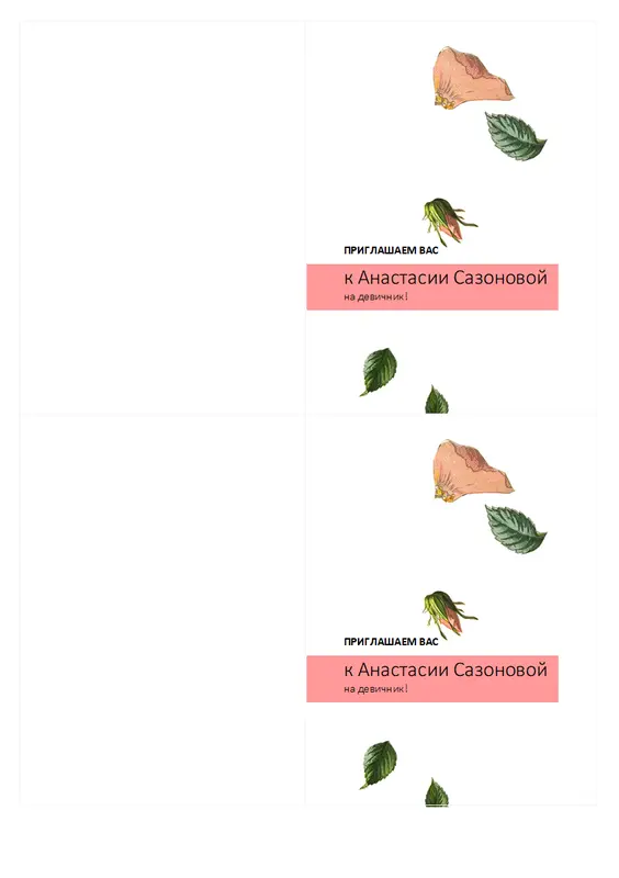 Приглашение на девичник organic simple