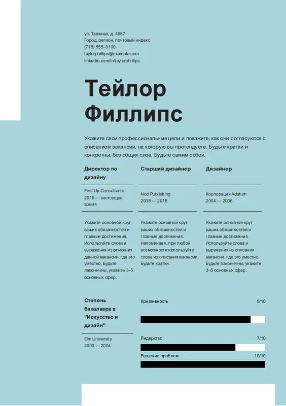 Четкое элегантное резюме modern simple