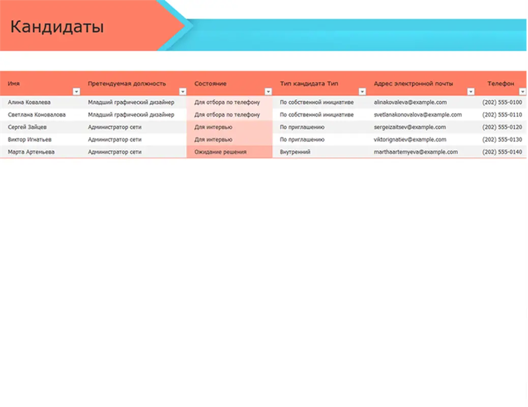 Журнал учета кандидатов на должность modern simple
