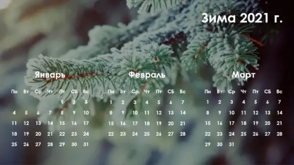 Квартальный календарь на тему времен года modern-simple