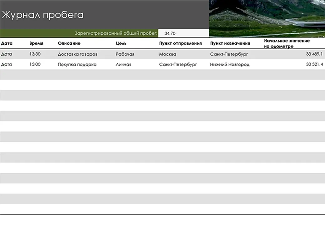 Журнал пробега