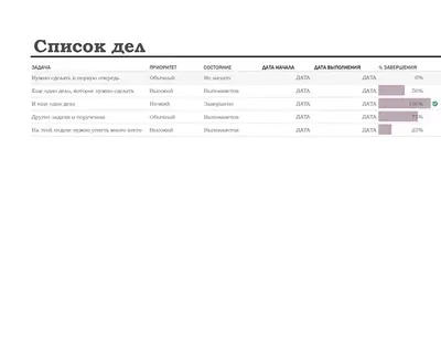 Список дел с отслеживанием хода выполнения modern simple