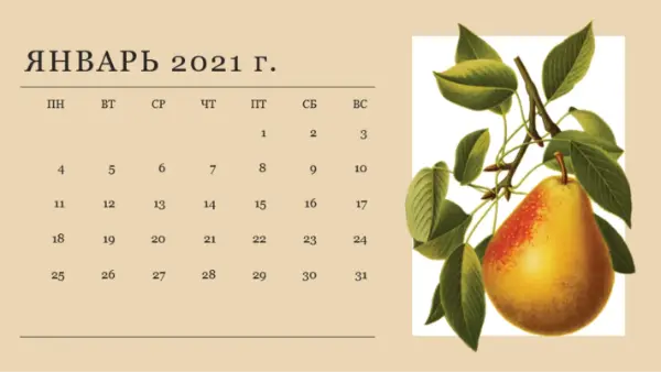 Ежемесячный календарь с ботаническим оформлением vintage-botanical
