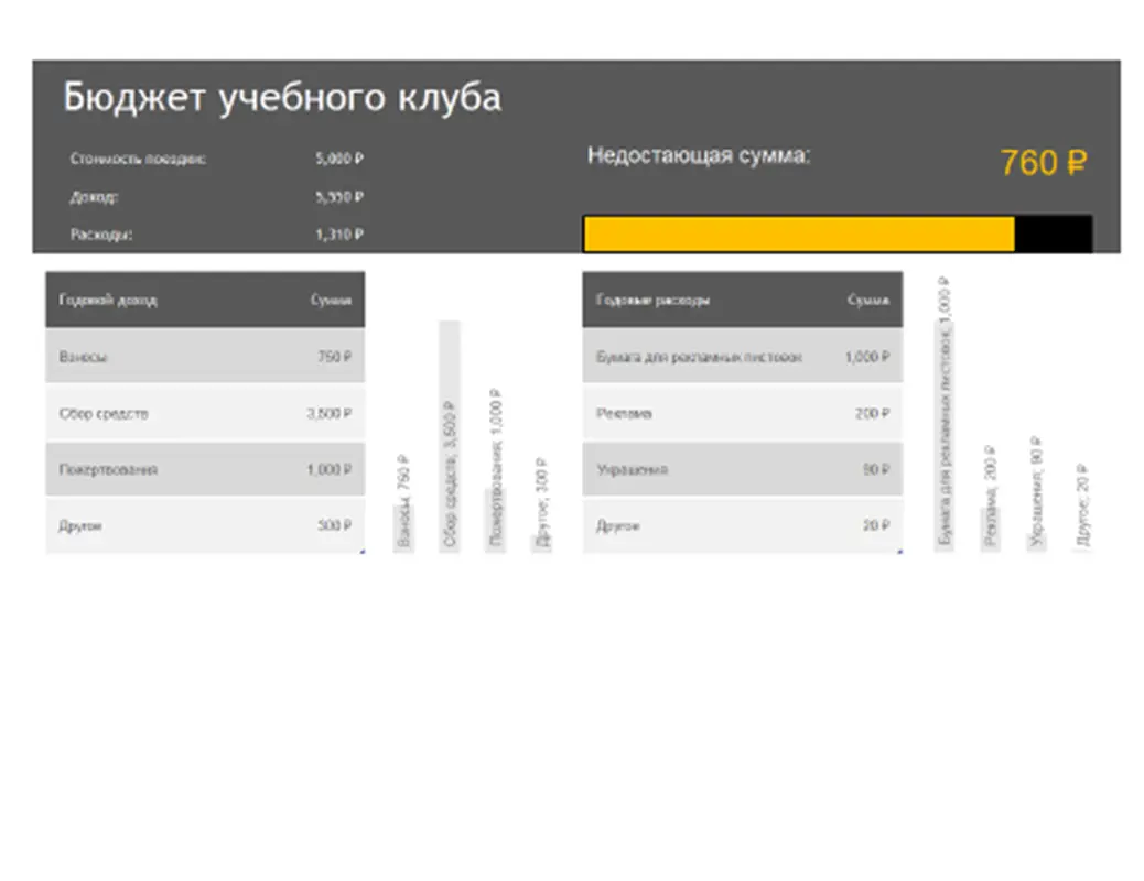 Бюджет академического клуба modern simple