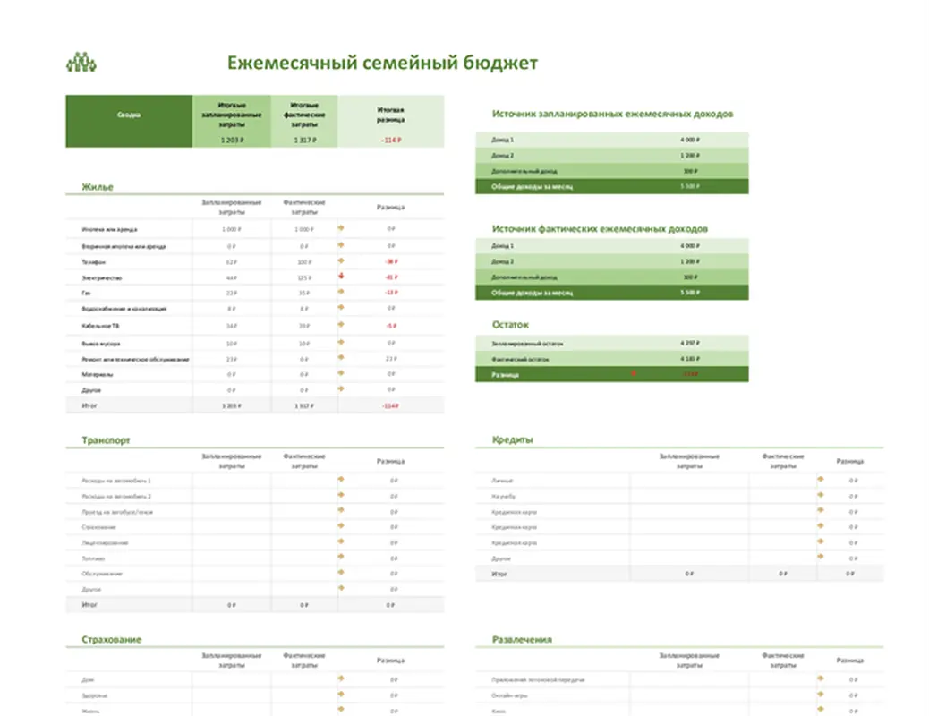 Планировщик семейного бюджета modern simple