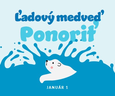 Happy Polar Bear ponoriť deň blue whimsical-color-block