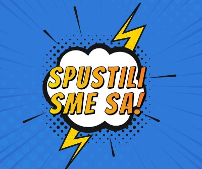 Spustili sme sa! blue modern-bold