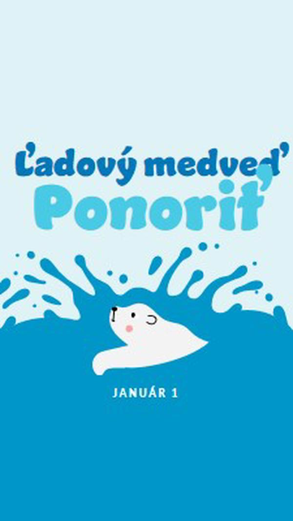 Happy Polar Bear ponoriť deň blue whimsical-color-block