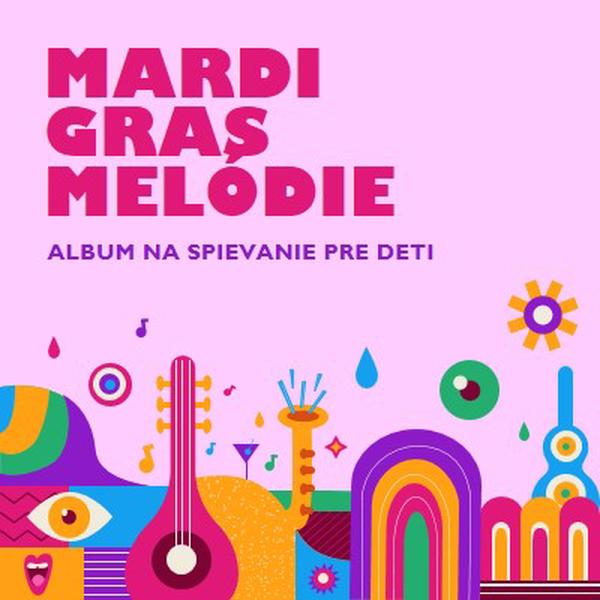 Mardi Gras melódie pre deti pink whimsical,fun,illustration,geometric,graphic,bright