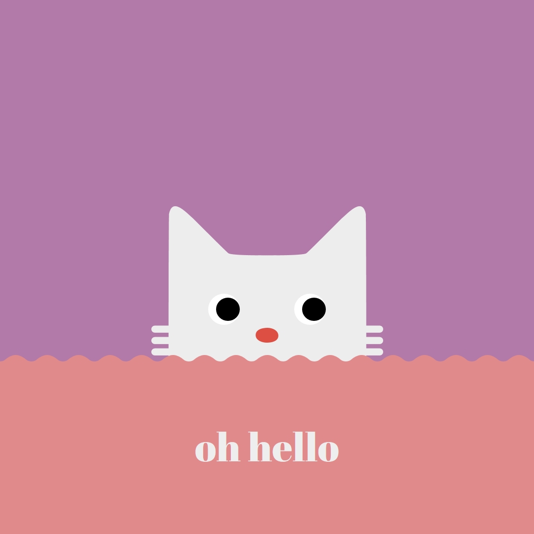 Oh, ahoj. red cute,simple,cat,neutral,bright,fun