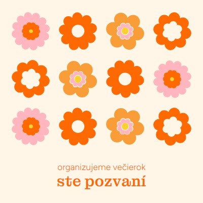 Organizujeme večierok orange bold,fun,graphic