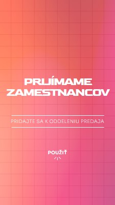 Prijímame nových zamestnancov – pridajte sa k nám! pink simple,bold,gradient,grid,minimal,bright