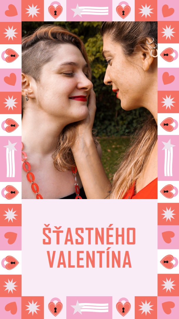 Šťastného Valentína pink maximalist,fun,frame,photo,pattern,shapes