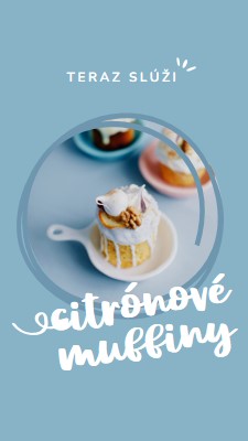 Teraz servíruje citrónové muffiny blue modern,playful,whimsical