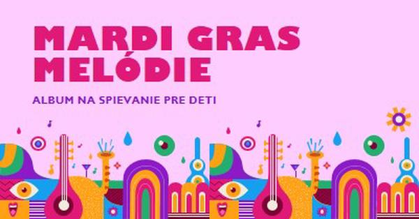 Mardi Gras melódie pre deti pink whimsical,fun,illustration,geometric,graphic,bright