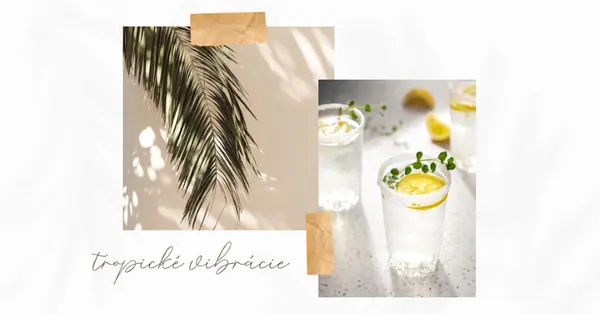 Tropické koktail vibrácie white photographic,collage,minimal,scrapbook,handwriting,botanical,