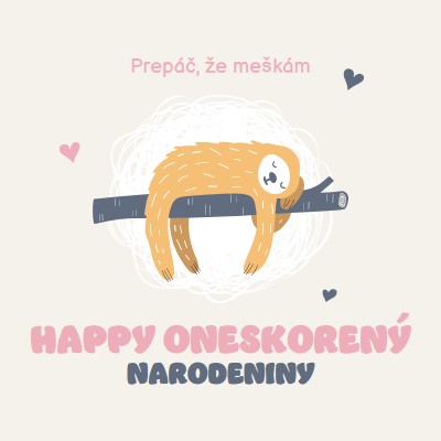 Oneskorené priania k narodeninám white playful,cute,illustrative,whimsical,friendly,charming,graphic