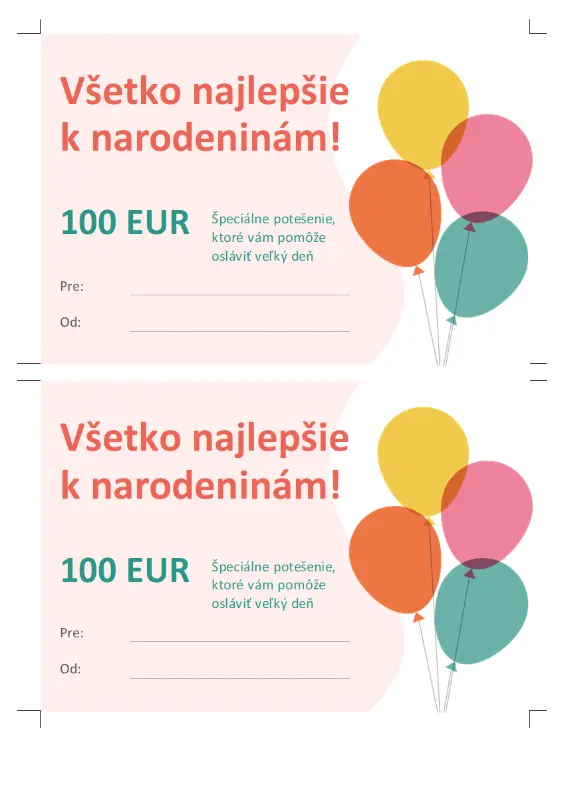 Darčekový poukaz s narodeninovými balónmi  orange modern-simple