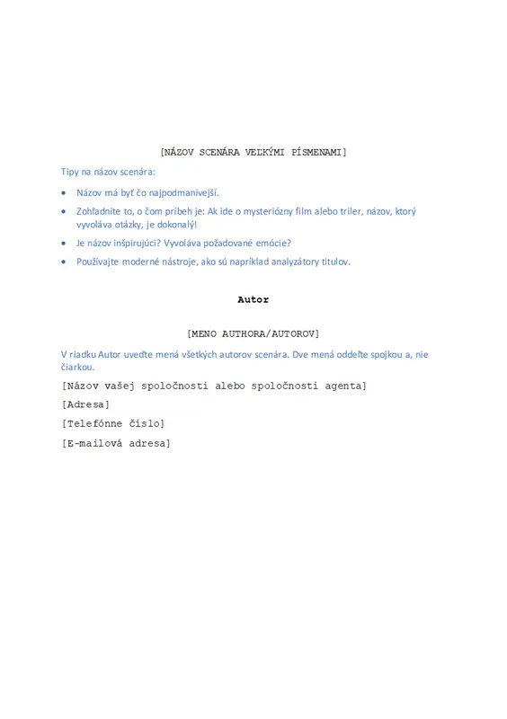 Napísanie scenára