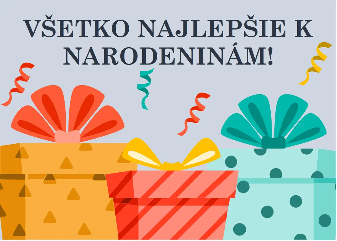 Blahoželanie k narodeninám s veselými darčekmi modern-simple