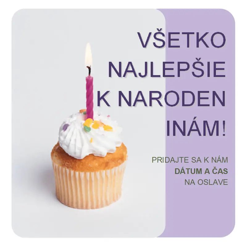 Pozývací leták na narodeniny (so zdobeným mafinom) modern-simple