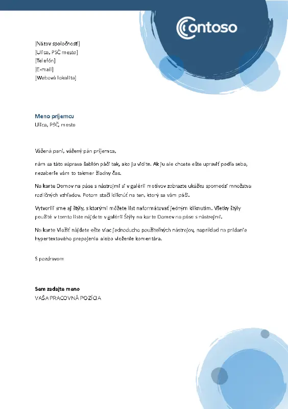 Hlavičkový papier s modrými kruhmi blue modern-simple
