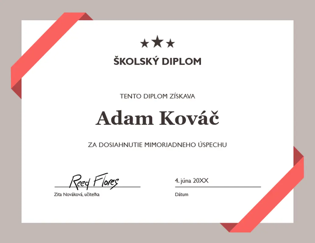 Školský diplom modern simple
