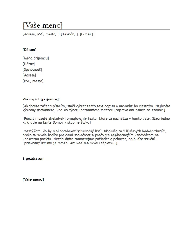 Sprievodný list