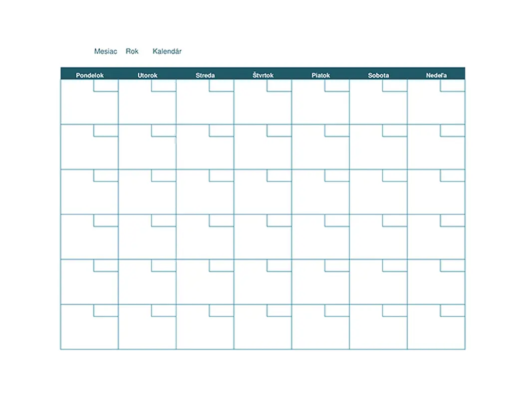 Prázdny mesačný kalendár organic simple