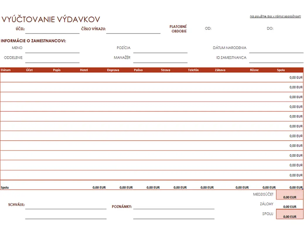 Výkaz o výdavkoch