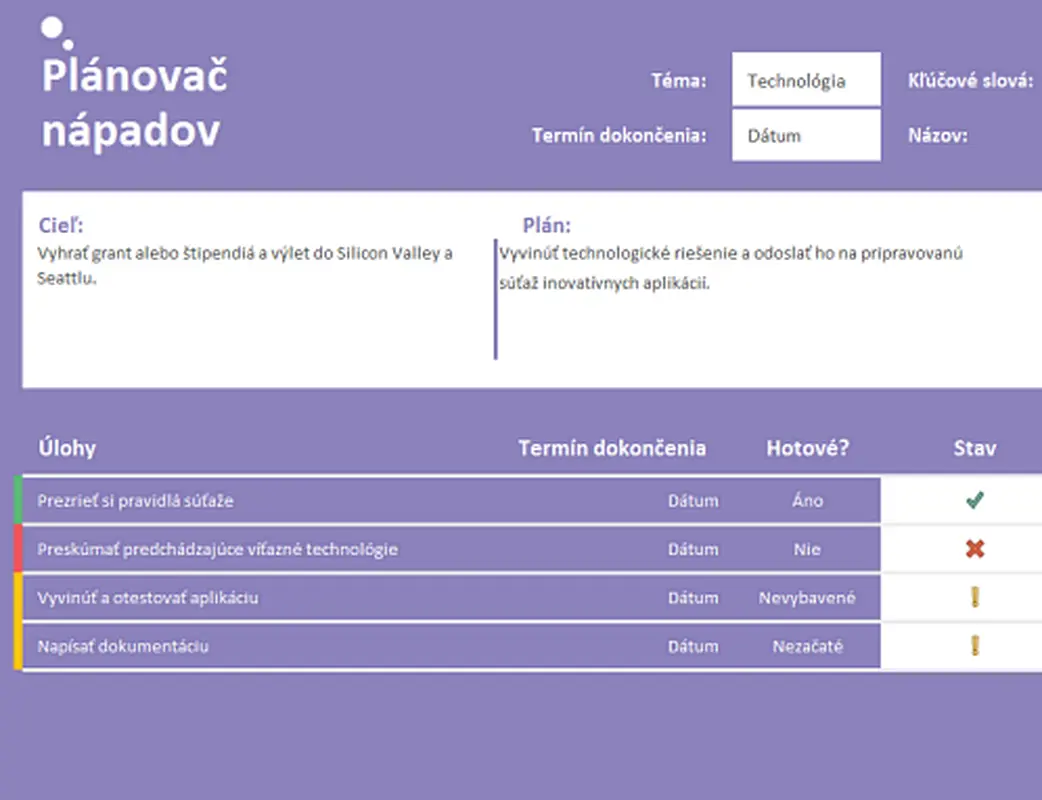 Plánovač nápadov (úlohy) modern-simple