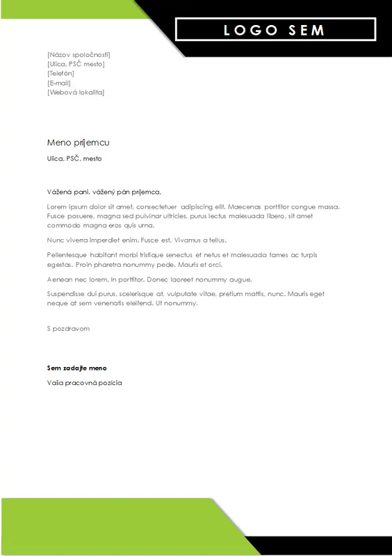 Hlavička listu s výrazným logom modern-simple