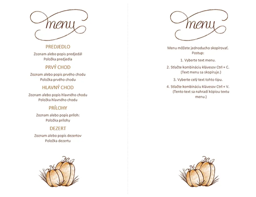 Menu na Deň vďakyvzdania