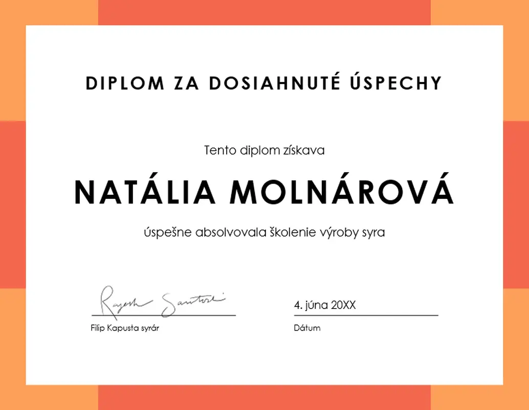 Diplom za dosiahnuté úspechy s farebným orámovaním