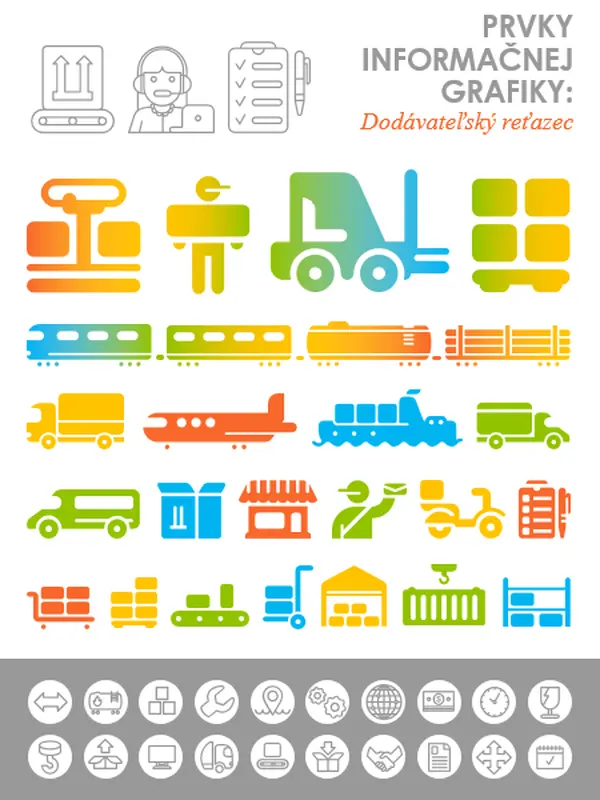 Obrázky informačnej grafiky o dodávateľskom reťazci modern-simple