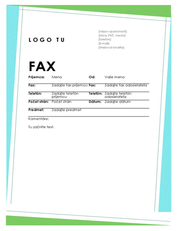 Geometrická titulná strana faxu