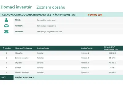 Domáci inventár green modern simple