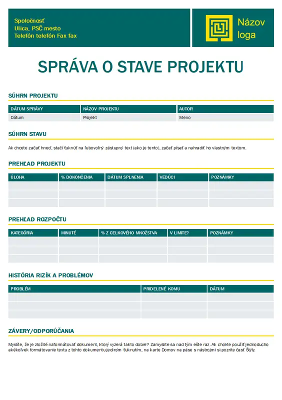 Správa o stave projektu modern simple