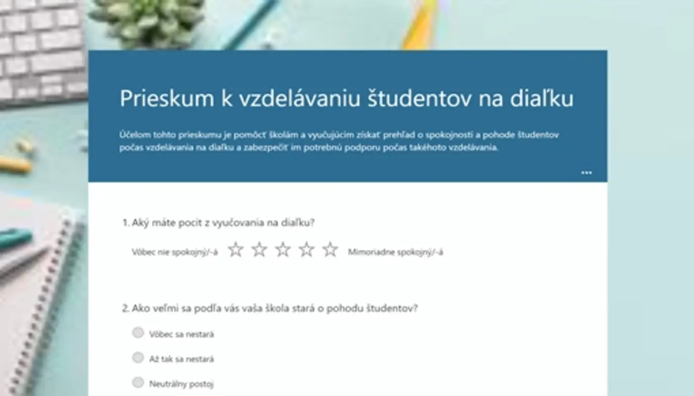 Prieskum k vzdelávaniu študentov na diaľku blue modern simple