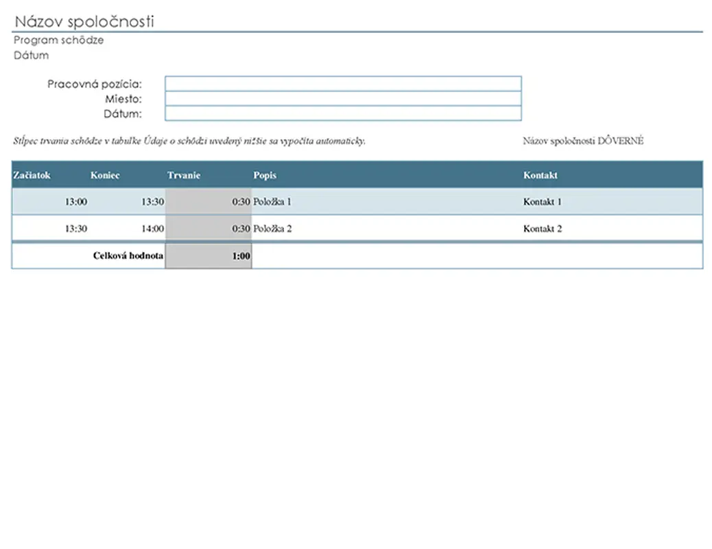 Agenda schôdze s prispôsobiteľnými položkami modern simple