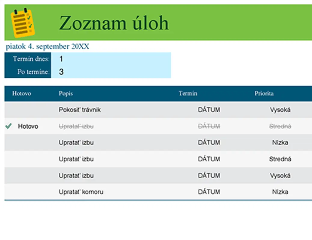 Zoznam úloh pre domácnosť modern simple