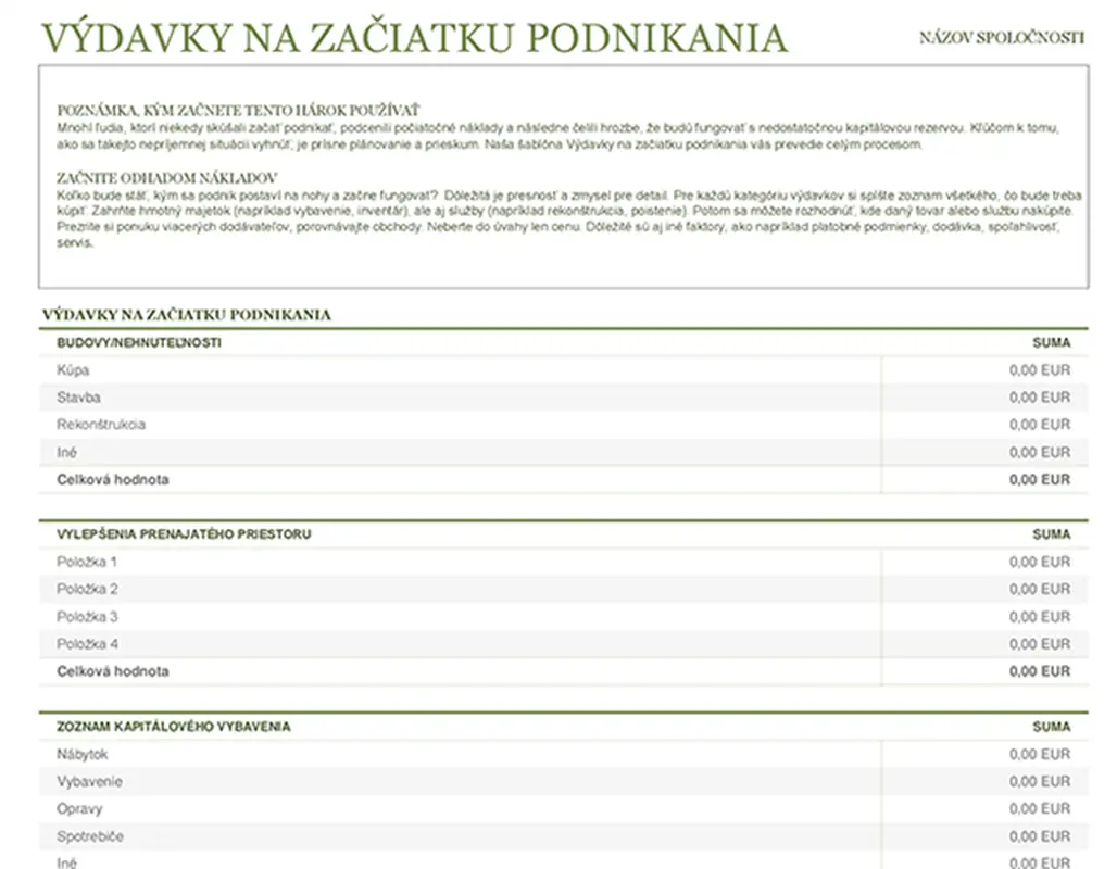 Výdavky na začiatku podnikania modern-simple