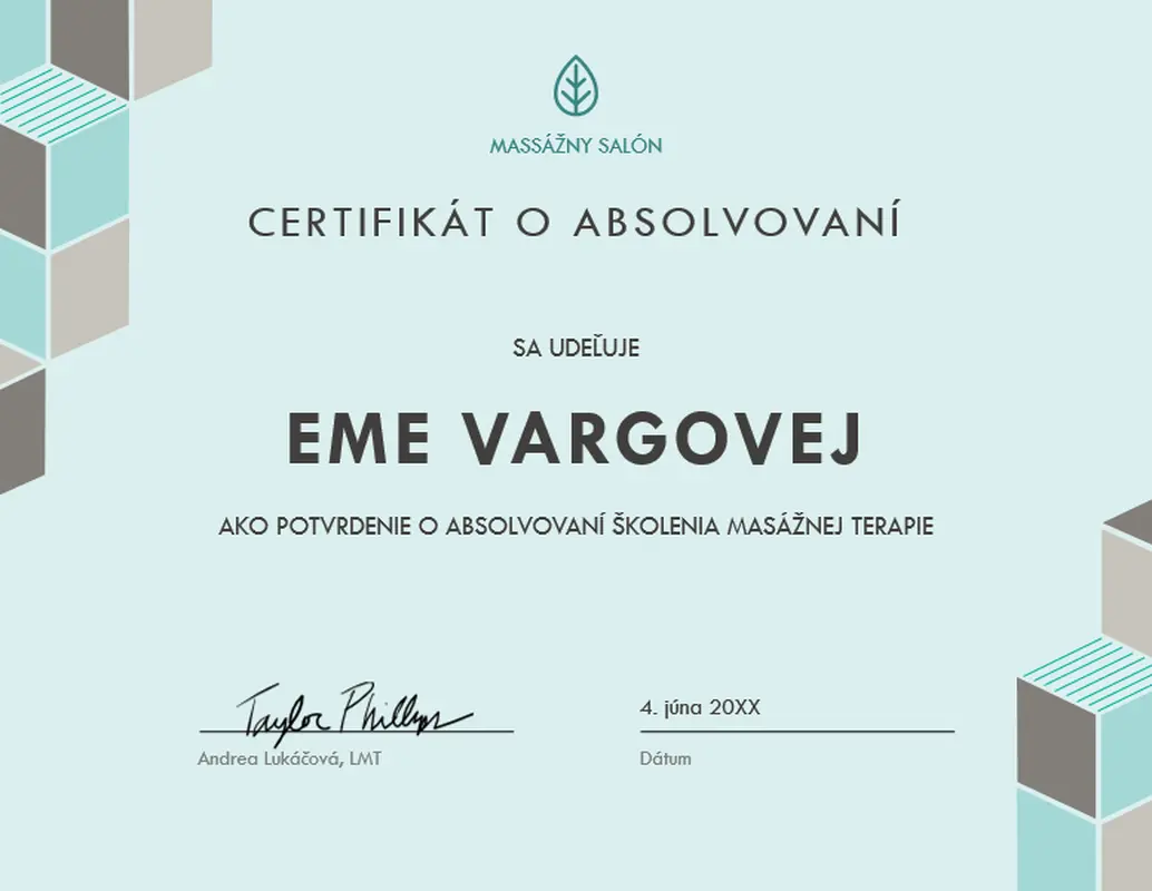 Certifikát o absolvovaní modern-geometric