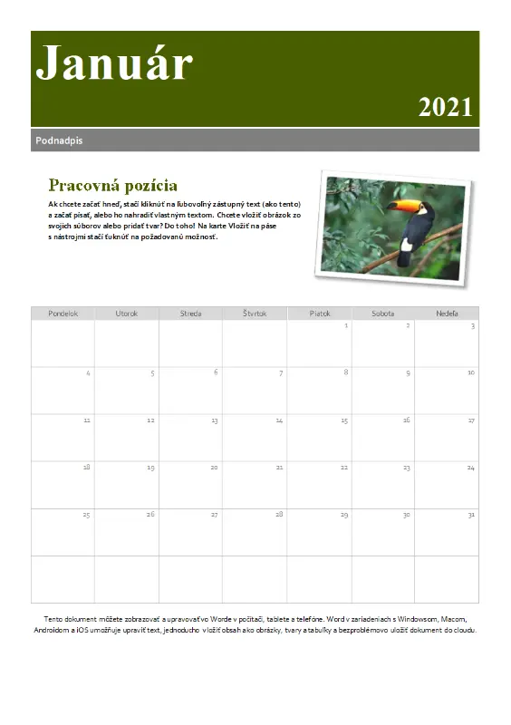 Kalendár snímok green modern-simple