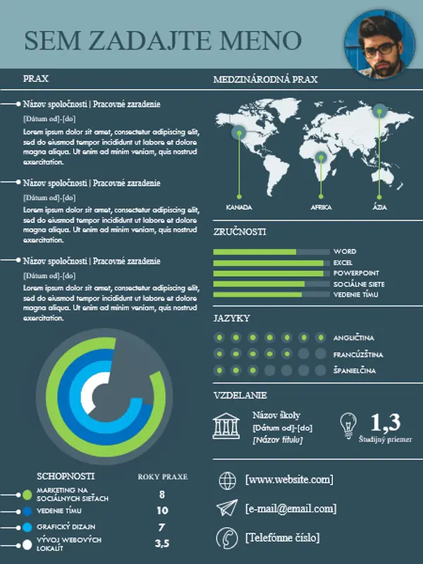 Životopis s medzinárodnou informačnou grafikou modern simple