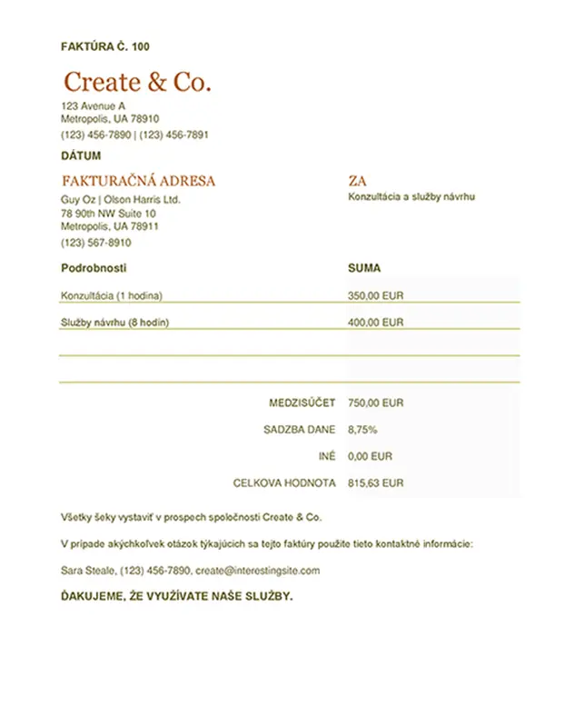 Faktúra (hárok) modern simple