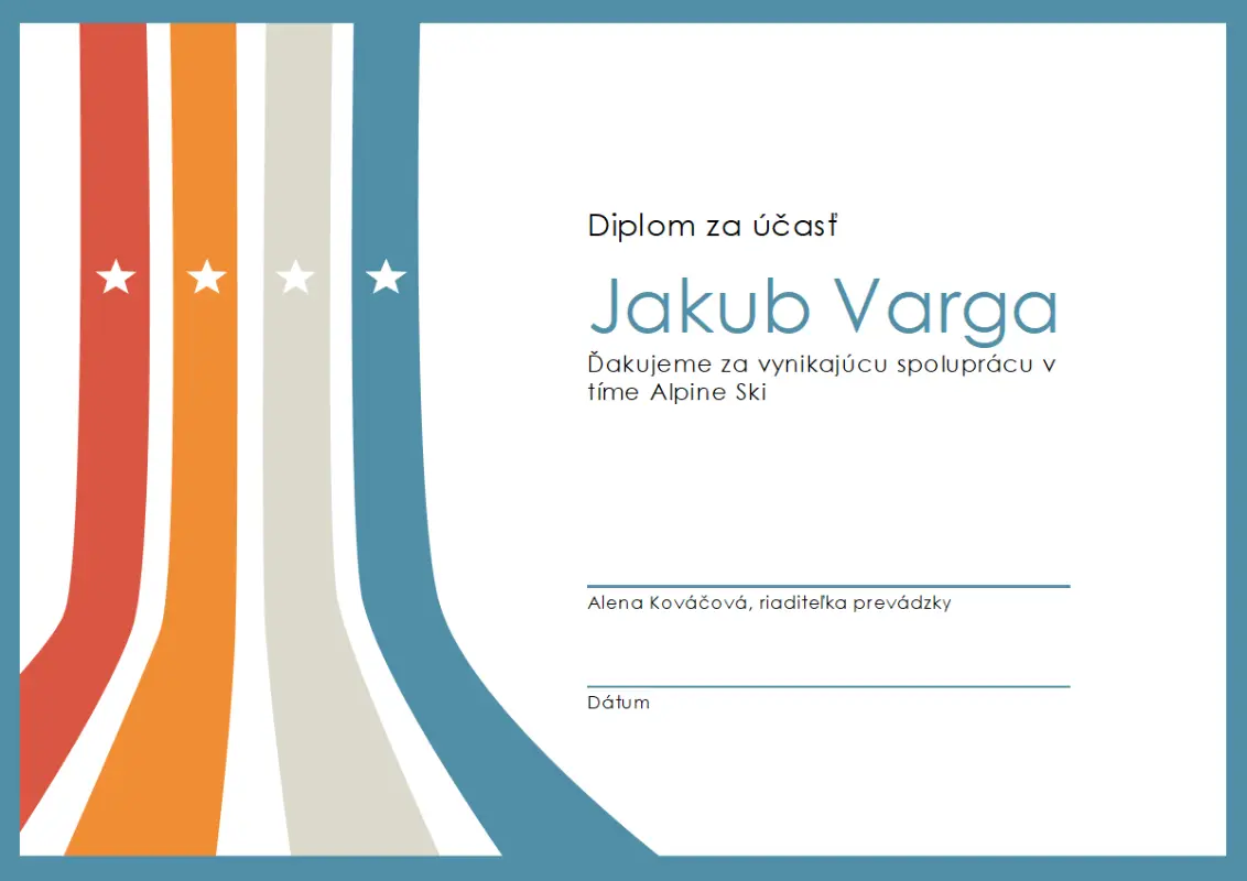 Diplom za účasť blue modern-simple