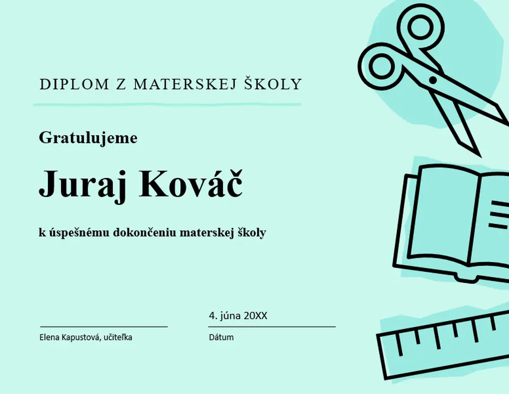 Certifikát z materskej školy modern bold