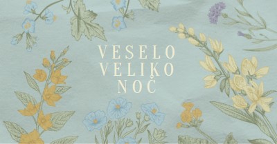 Velikonočne želje blue vintage-botanical